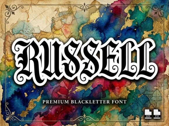 Russell: A Stunning Decorative Display Font for Editorial Design
